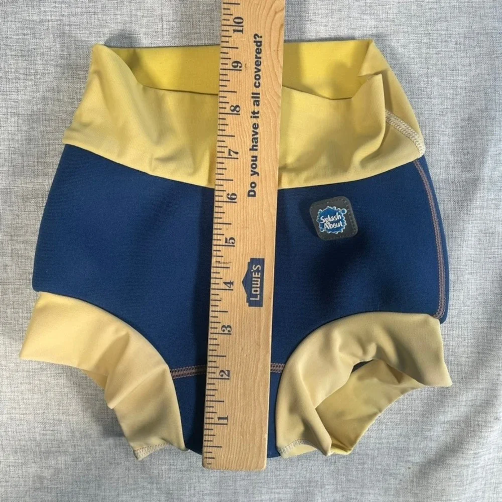 Splash About Happy Nappy Duo Swim Diaper Blue Yellow Neoprene Baby Toddler 3-4